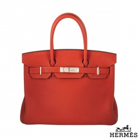 Herms Rouge Pivoine 30cm Birkin Bag